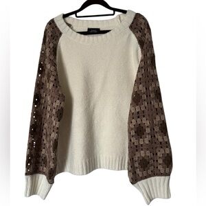 NWOT Granny Square Sleeve Cottagecore Sweater